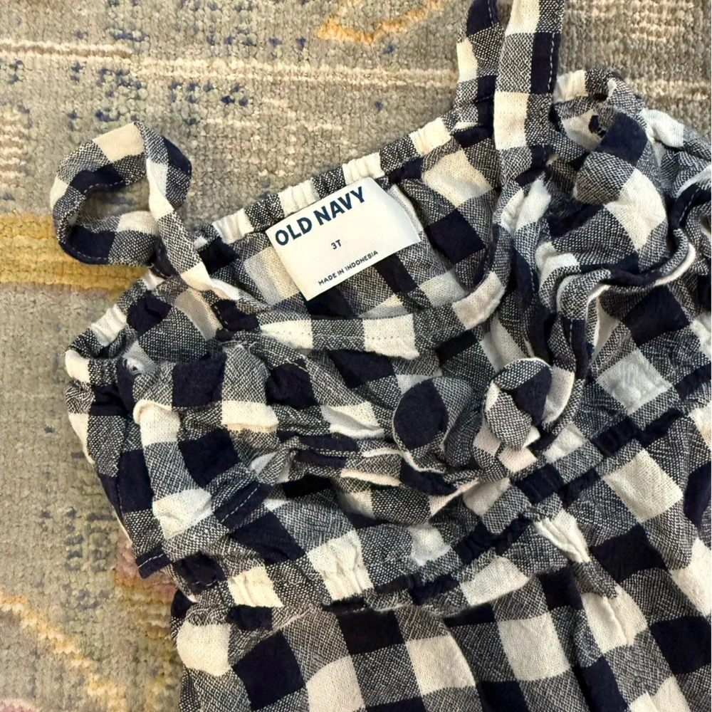 Girls‎ Gingham Plaid Linen Romper One Piece